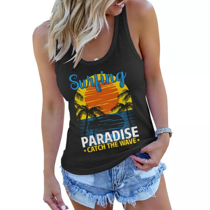 Surfing Paradise Catch The Wave Summer Time Surf Women Flowy Tank