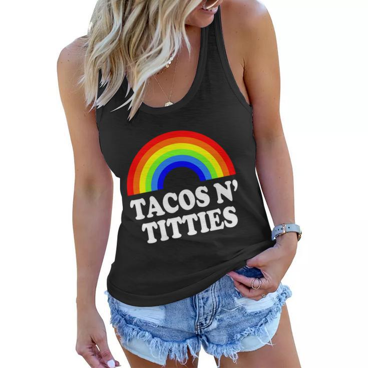 Tacos N Titties Funny Lgbt Gay Pride Lesbian Lgbtq Women Flowy Tank