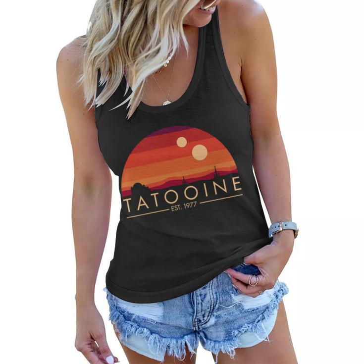 Tatooine Retro Sunset Logo Est 1977 Tshirt Women Flowy Tank