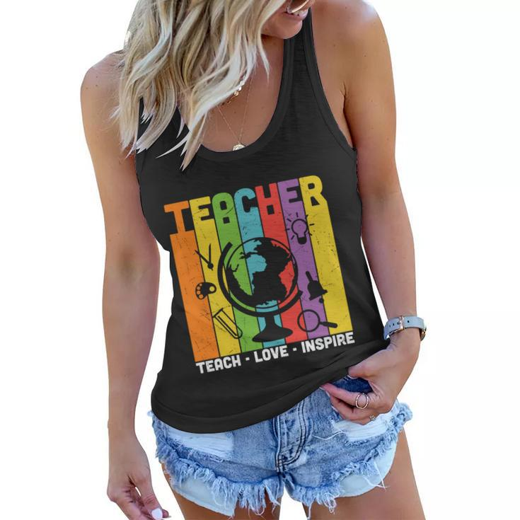 Teach Love Inspire Proud Teacher Graphic Plus Size Shirt For Teacher Female Male Women Flowy Tank