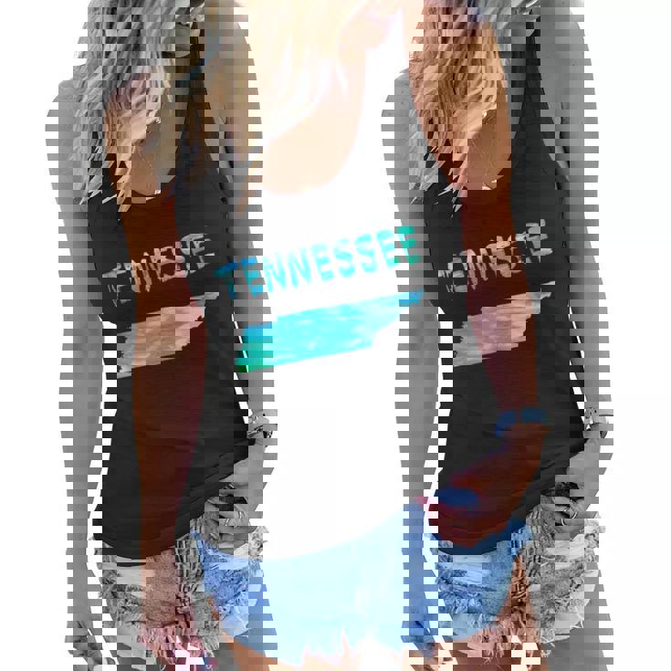 Tennessee Map Colorful Isolated Tennessee State Map In Watercolor United States Women Flowy Tank