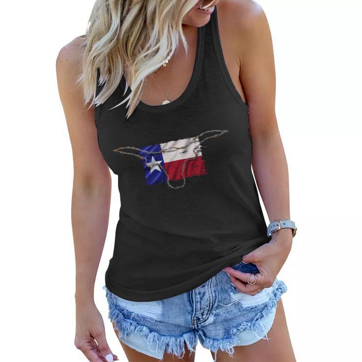 Texas Flag Barbwire Tough Tshirt Women Flowy Tank