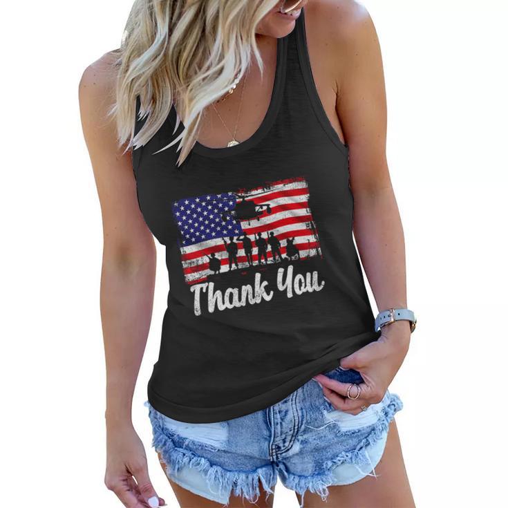 Thank You Army Usa Memorial Day Partiotic Military Veteran Women Flowy Tank