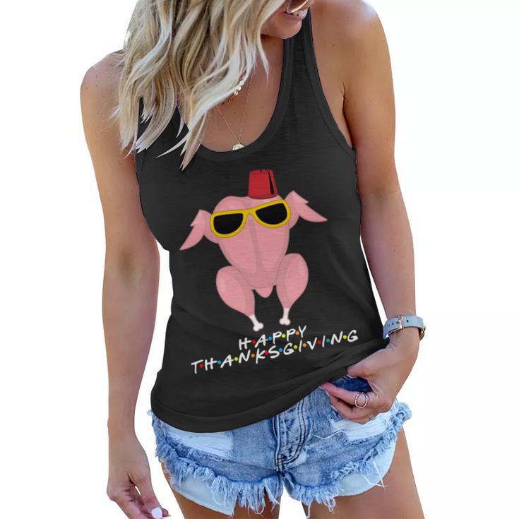 Thanksgiving Friends Funny Turkey Head Women Flowy Tank