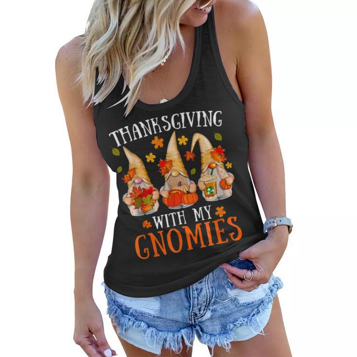 Thanksgiving With My Gnomies For Women Funny Gnomies Lover  Women Flowy Tank