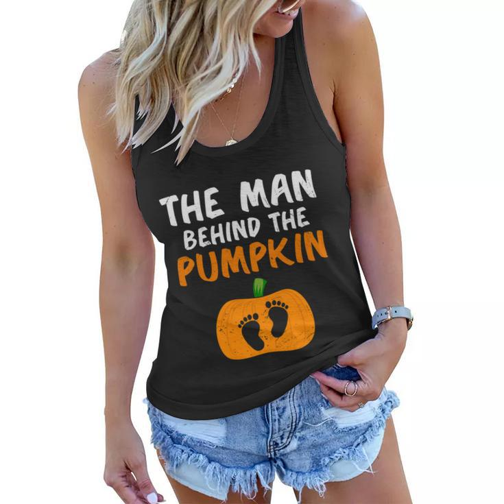 The Man Behind The Pumpkin Halloween Quote Women Flowy Tank