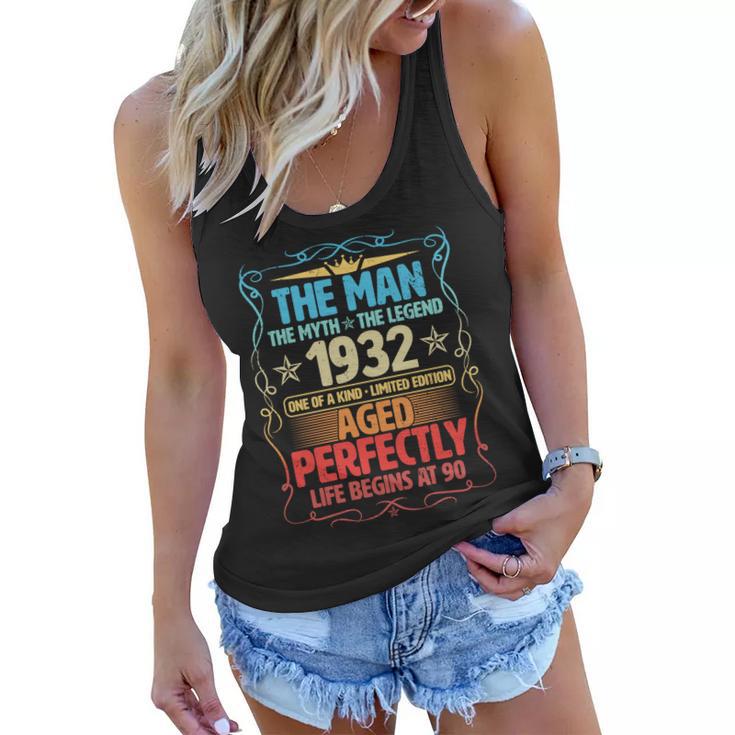 The Man Myth Legend 1932 Aged Perfectly 90Th Birthday Women Flowy Tank