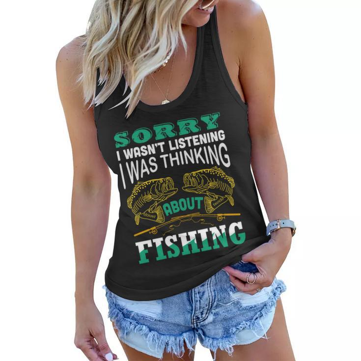 Thinking About Fishing Funny Tshirt Women Flowy Tank
