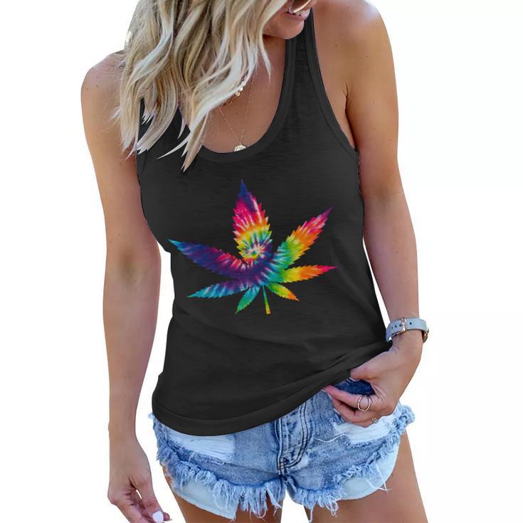 Tie Dye Pot Leaf Women Flowy Tank