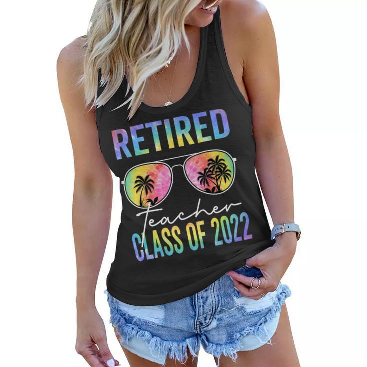Tie Dye Retired Teacher Class Of 2022 Glasses Summer Teacher Women Flowy Tank