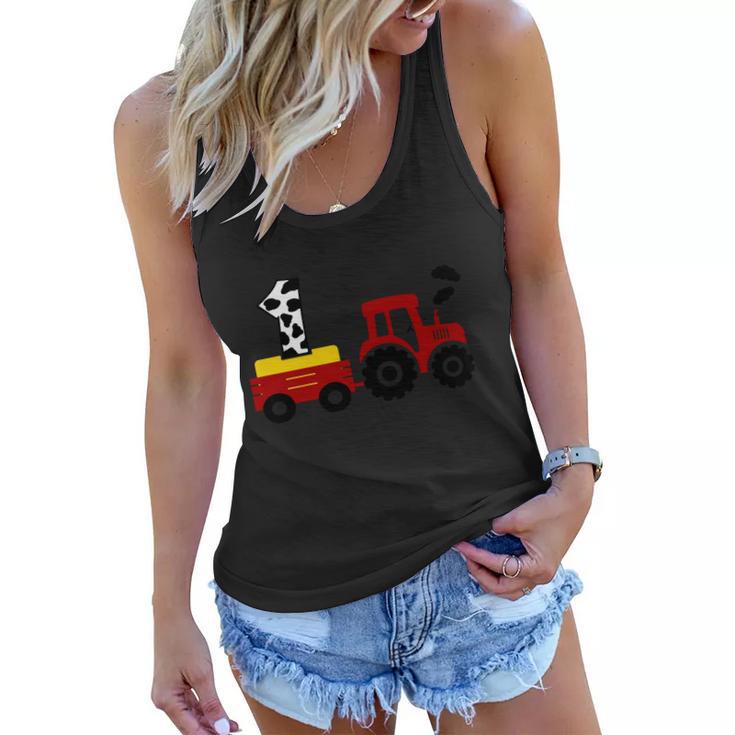 Tractor Pulling One Farmer First Birthday First Birthday Cow 1St Birthday Women Flowy Tank