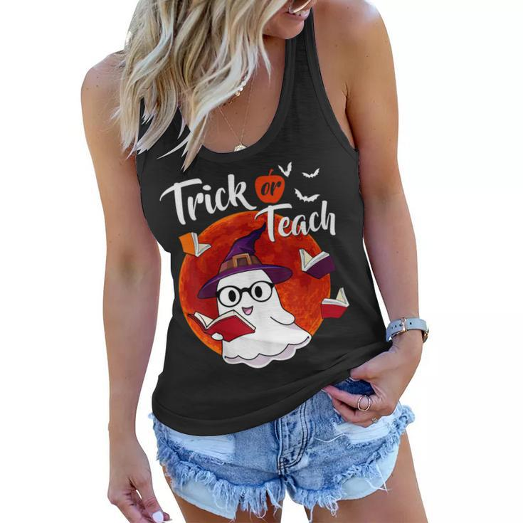 Trick Or Teach Cute Boo Witch Halloween Teacher Costume  Women Flowy Tank