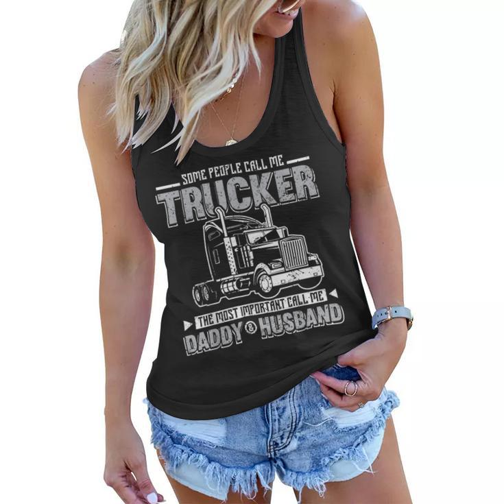 Trucker Trucker Daddy Or Trucker Husband Truck Driver Dad_ V2 Women Flowy Tank