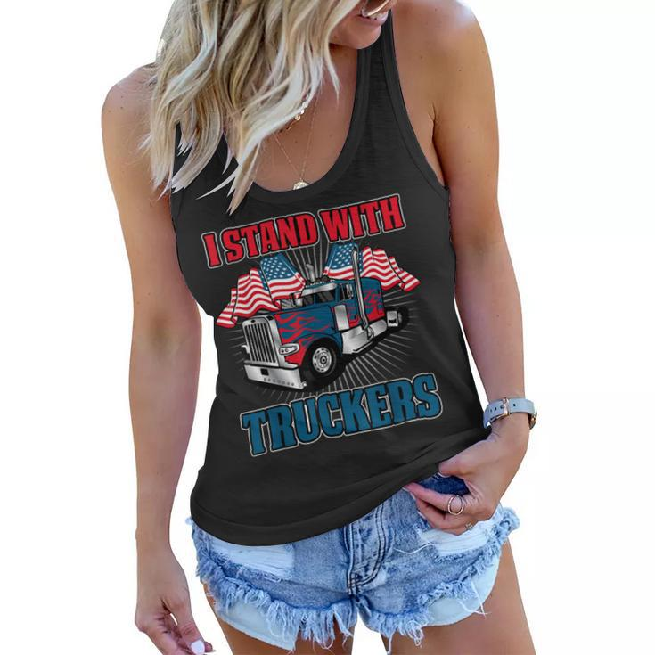 Trucker Trucker Support I Stand With Truckers Freedom Convoy  V3 Women Flowy Tank