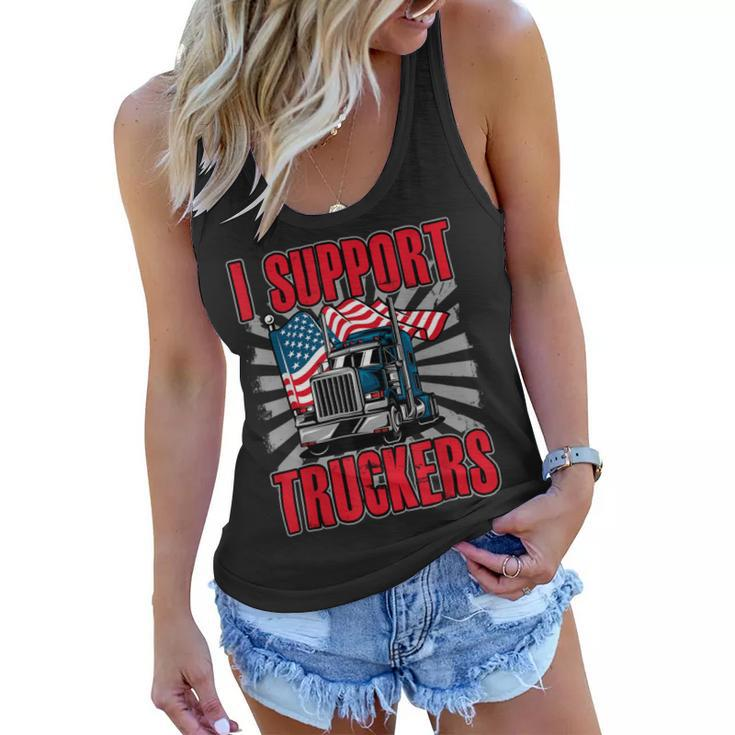 Trucker Trucker Support I Support Truckers Freedom Convoy  Women Flowy Tank