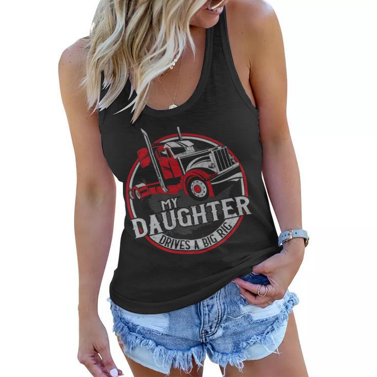 Trucker Trucker Truck Driver Father Mother Daughter Vintage My Women Flowy Tank