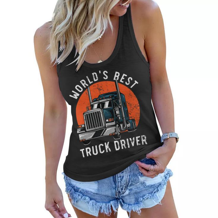 Trucker Worlds Best Truck Driver Trailer Truck Trucker Vehicle Women Flowy Tank