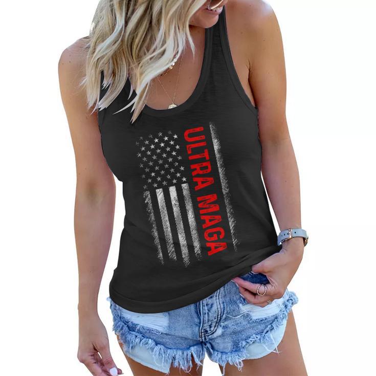 Ultra Maga American Flag Anti Joe Biden Tshirt Women Flowy Tank