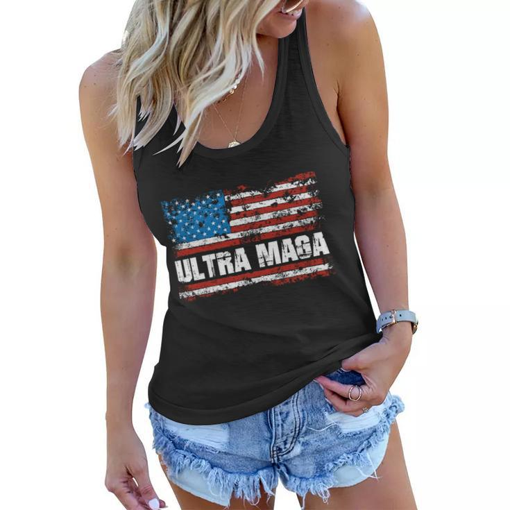 Ultra Maga Distressed United States Of America Usa Flag Tshirt Women Flowy Tank