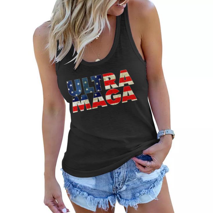 Ultra Maga Usa American Flag Women Flowy Tank