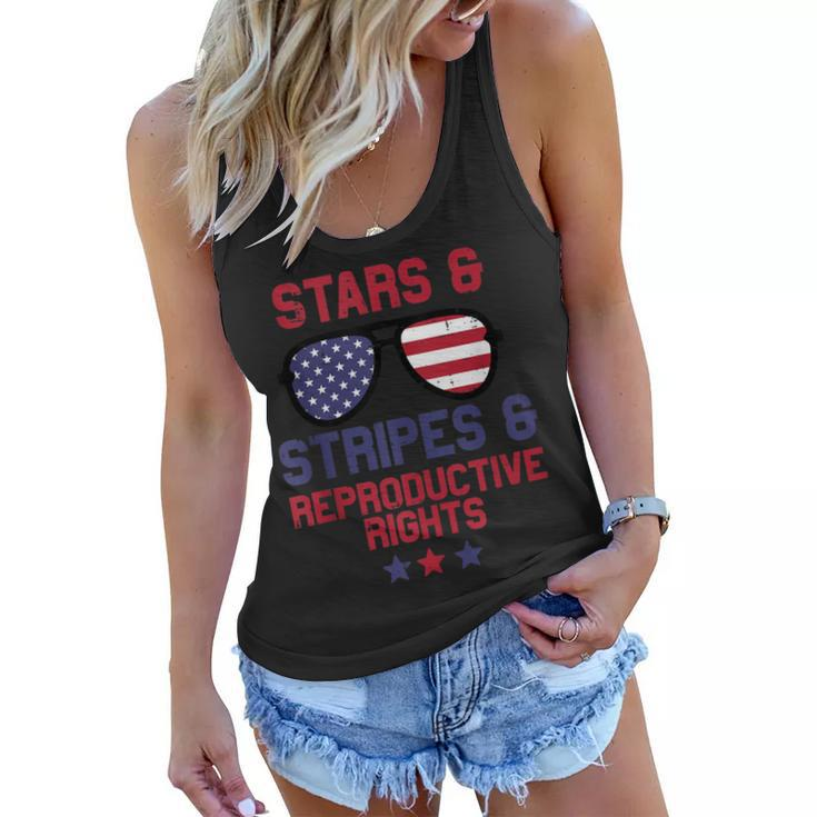 Us Flag Sunglass Stars Stripes Reproductive Rights Patriotic  Women Flowy Tank