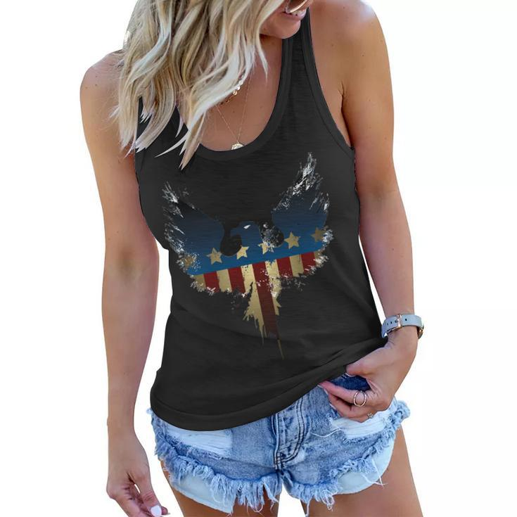 Usa Eagle American Flag Grunge Tshirt Women Flowy Tank