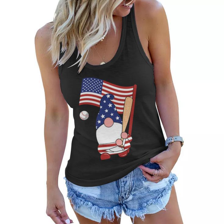 Usa Flag Gnome Graphic 4Th Of July Plus Size Shirt Women Flowy Tank