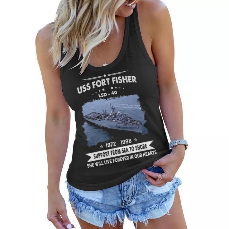Uss Fort Fisher Lsd  Women Flowy Tank