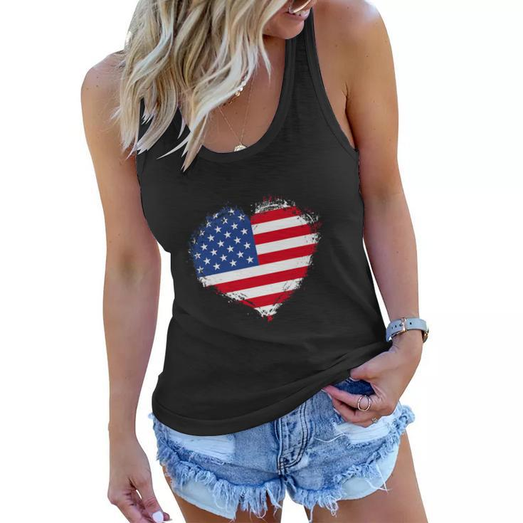 Vintage 4Th Of July Fourth Usa Patriotic Heart Women Flowy Tank