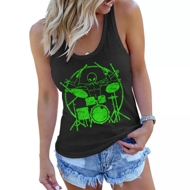 Vintage Alien Drummer Women Flowy Tank