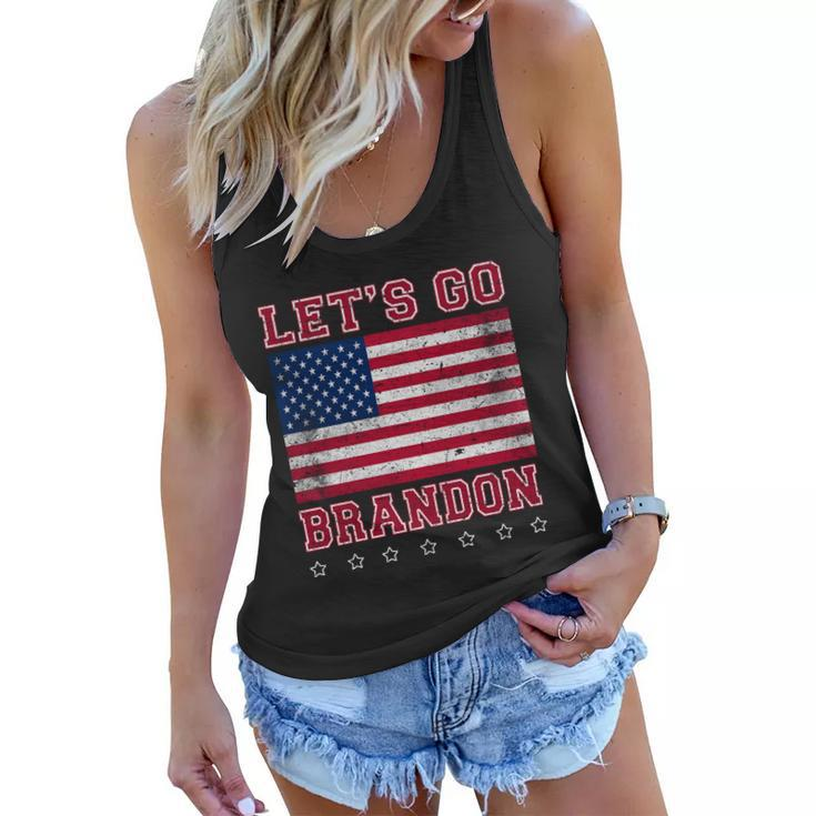 Vintage Lets Go Brandon American Flag Tshirt Women Flowy Tank