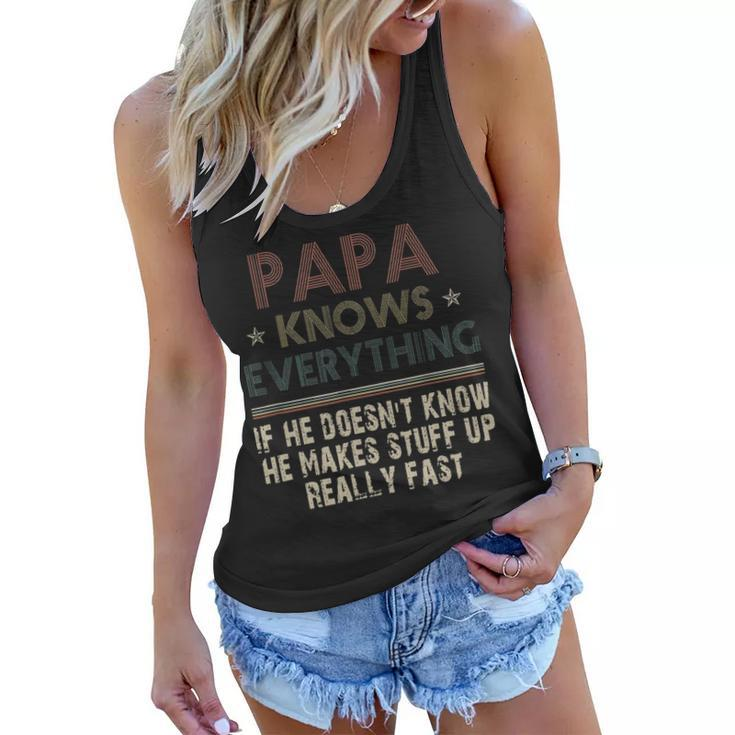 Vintage Papa Know Everything Gift For Fathers Day  Women Flowy Tank