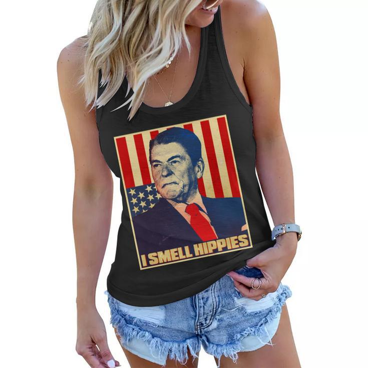 Vintage President Reagan I Smell Hippies Women Flowy Tank