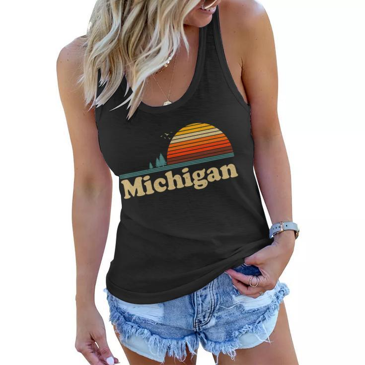 Vintage Retro Michigan Sunset Logo Tshirt Women Flowy Tank