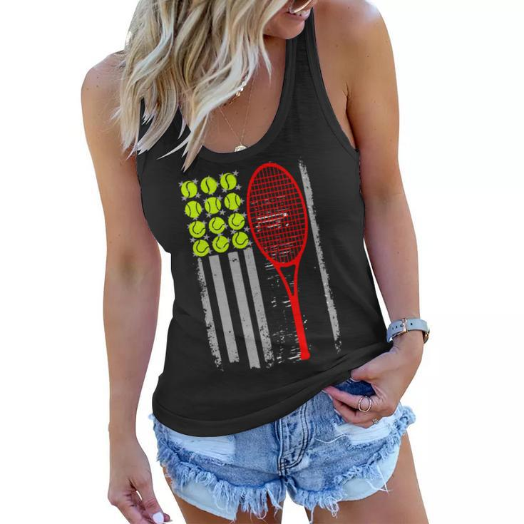 Vintage Tennis American Flag Usa Tshirt Women Flowy Tank