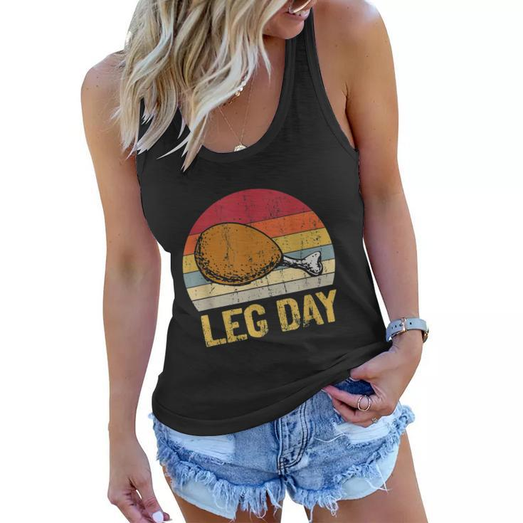 Vintage Turkey Thanksgiving Its Leg Day Gym Workout Tshirt Women Flowy Tank