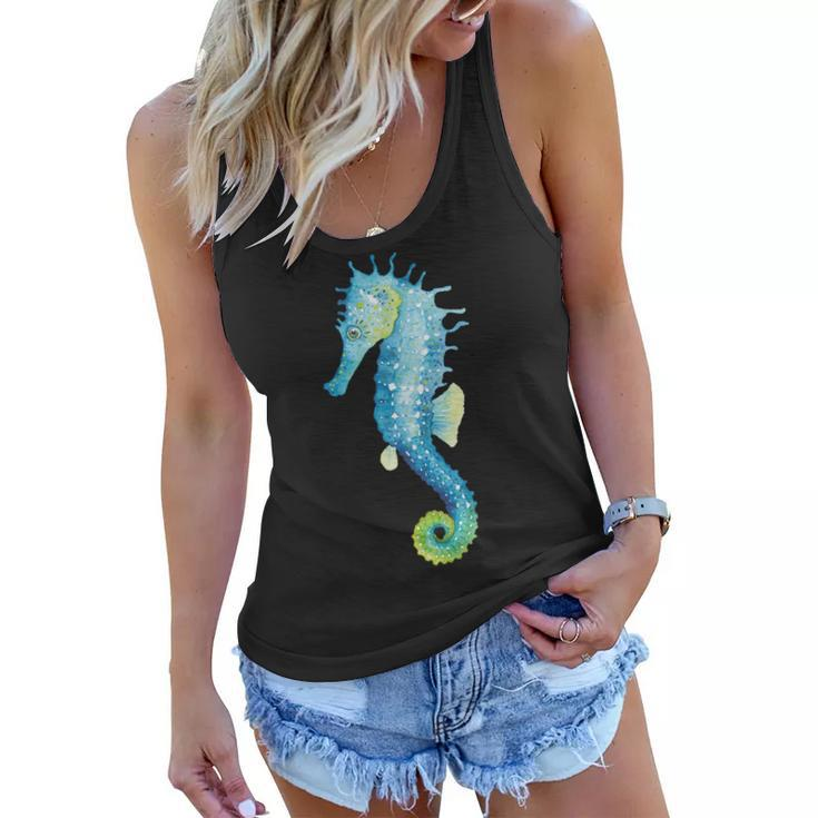 Watercolor Seahorse Tshirt Women Flowy Tank