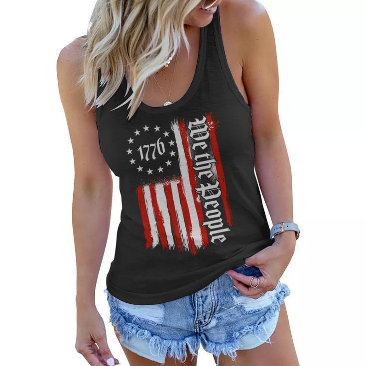 We The People 1776 Distressed Usa American Flag Tshirt Women Flowy Tank
