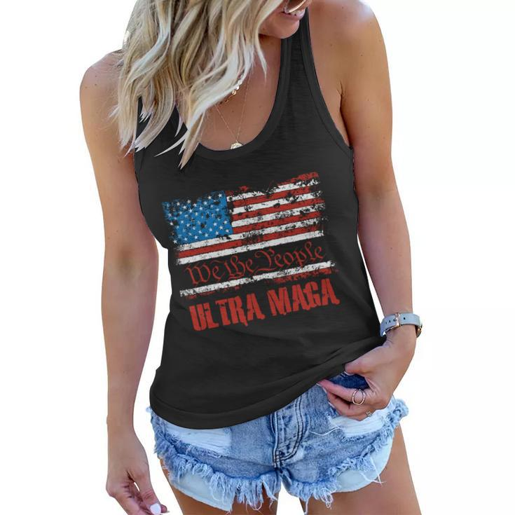 We The People Ultra Maga King Vintage Usa Flag Pride Women Flowy Tank