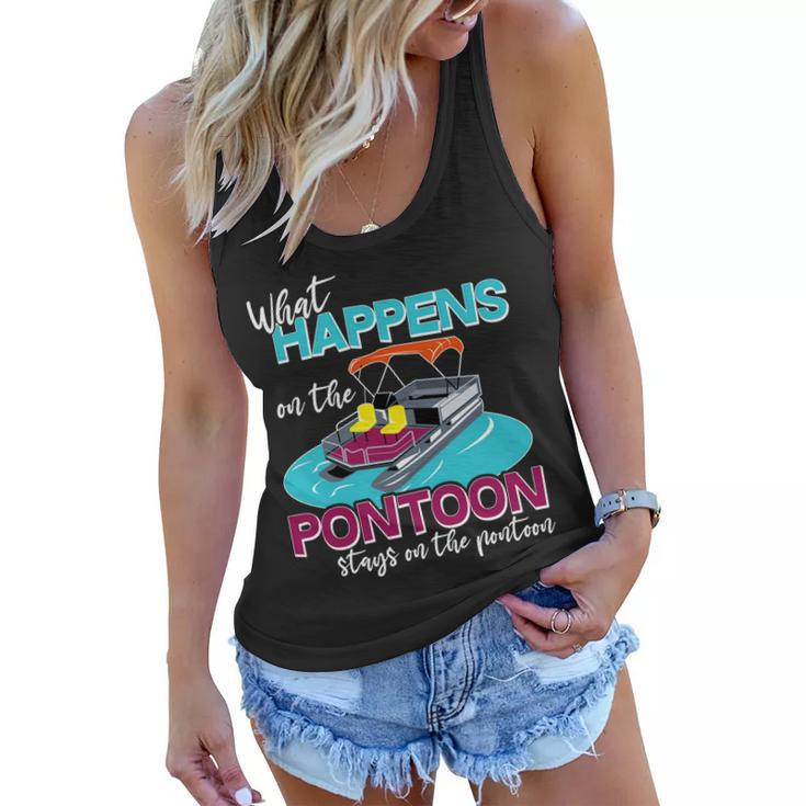 What Happens On The Pontoon Stays On The Pontoon Women Flowy Tank