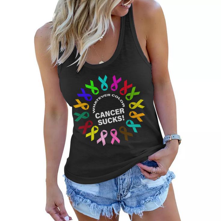 Whatever Color Cancer Sucks Tshirt Women Flowy Tank
