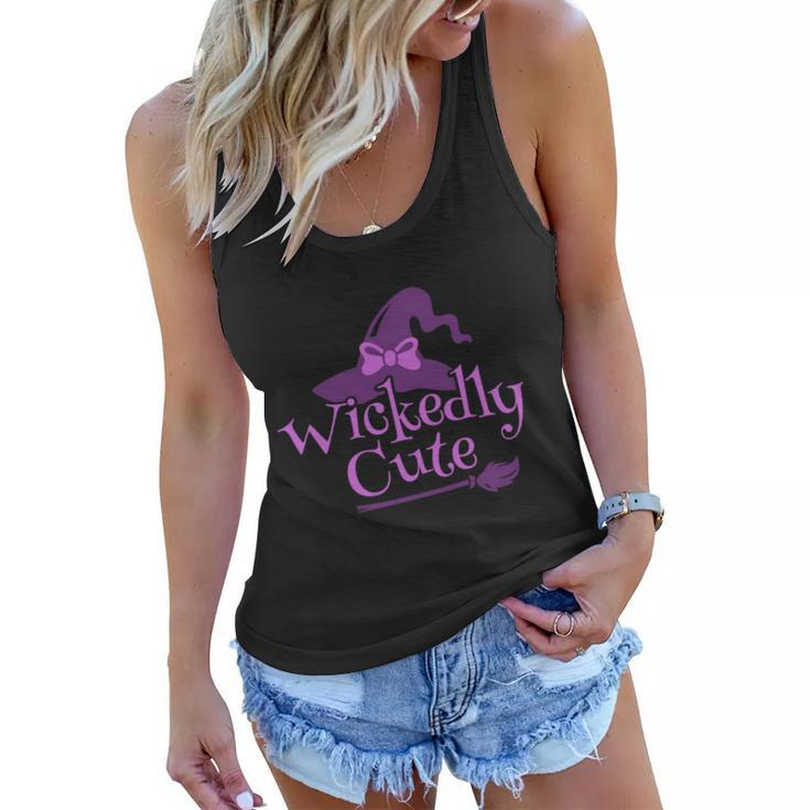 Wickedly Cute Witch Hat Halloween Quote Women Flowy Tank