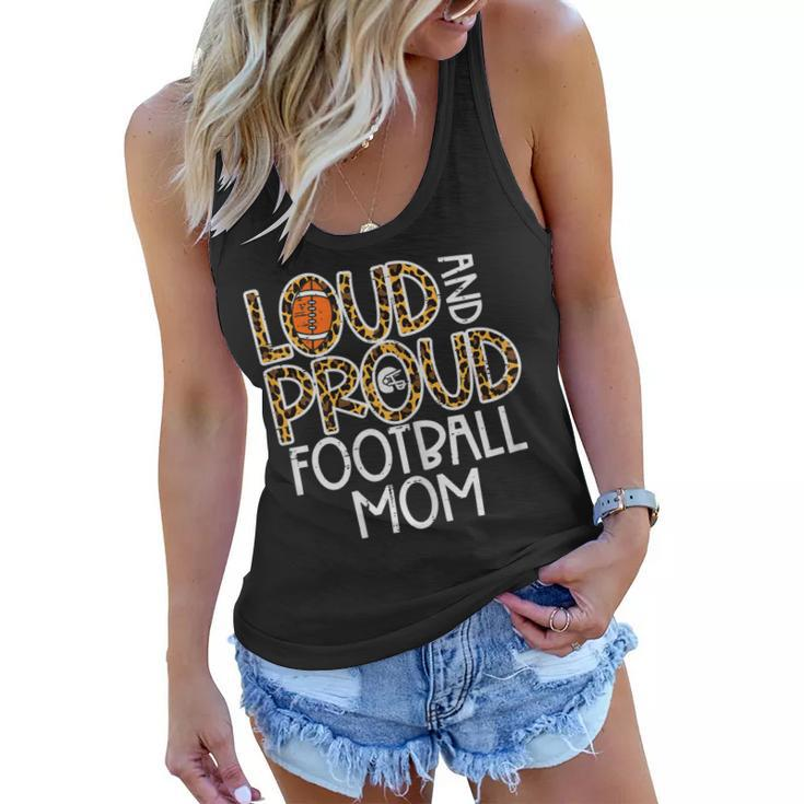 Womens Leopard Loud & Proud American Football Mom Family Mama Mommy  Women Flowy Tank