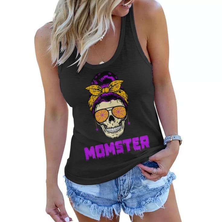 Womens Messy Bun Halloween Costume Monster Mom Momster  Women Flowy Tank