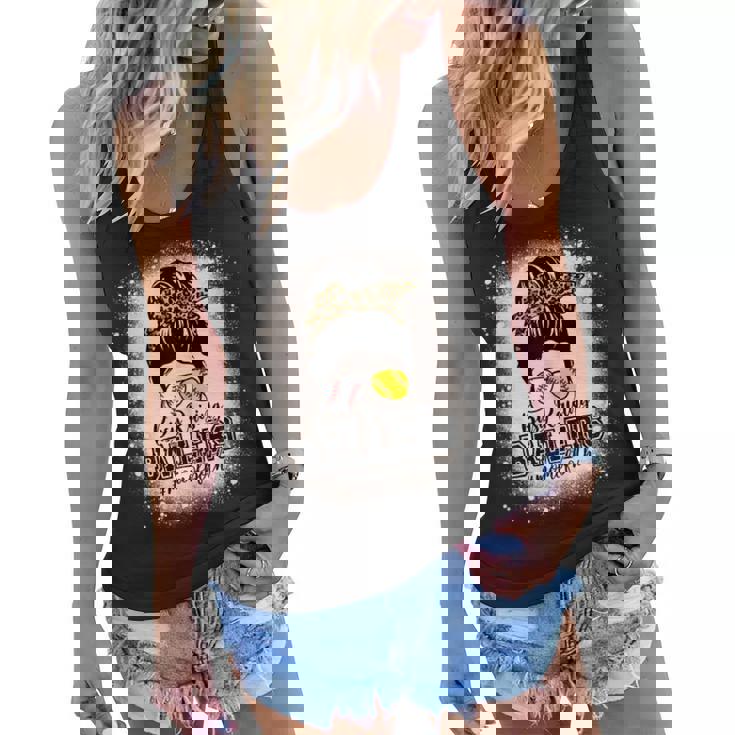 Womens Messy Bun Mom Of Both Baseball Softball Busy Raising Ballers Women Flowy Tank Womens Messy Bun Mom Of Both Baseball Softball Busy Raising Ballers Women Flowy Tank