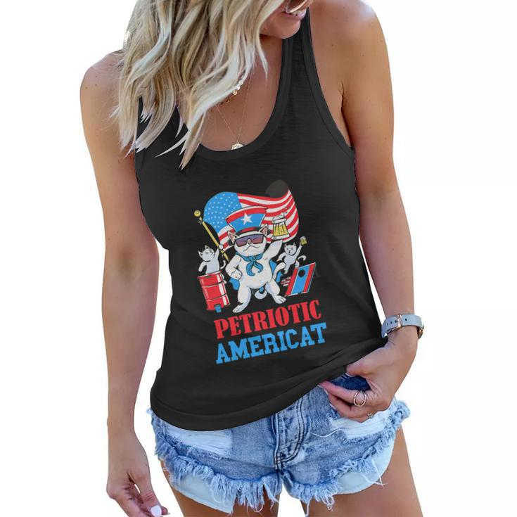 Y American Cat Funny 4Th Of July Women Flowy Tank