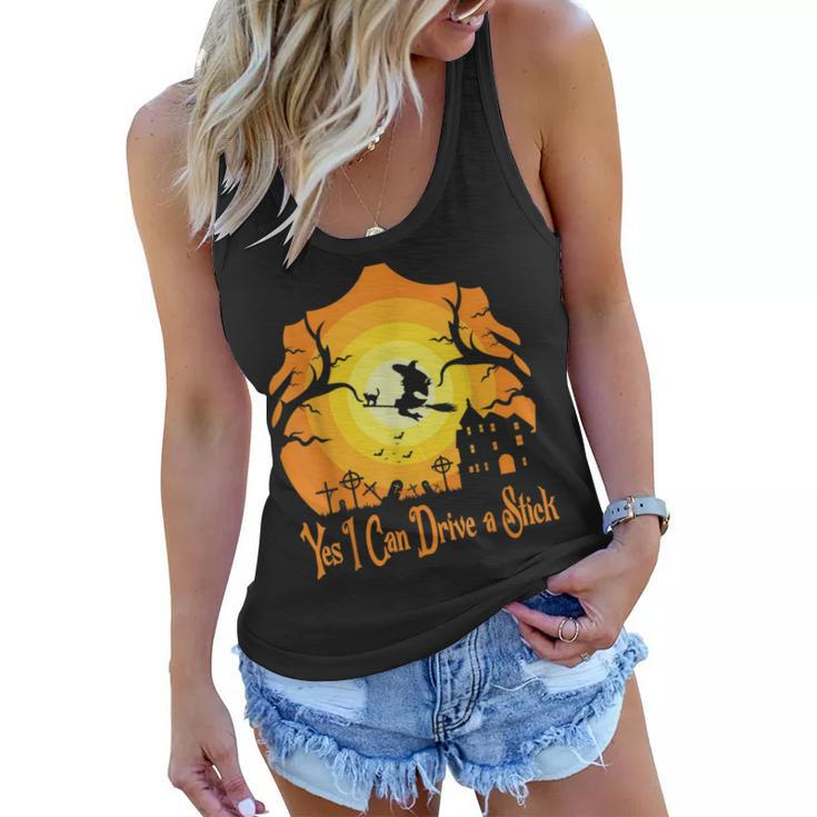Yes I Can Drive A Stick - Halloween Funny Witch  Women Flowy Tank