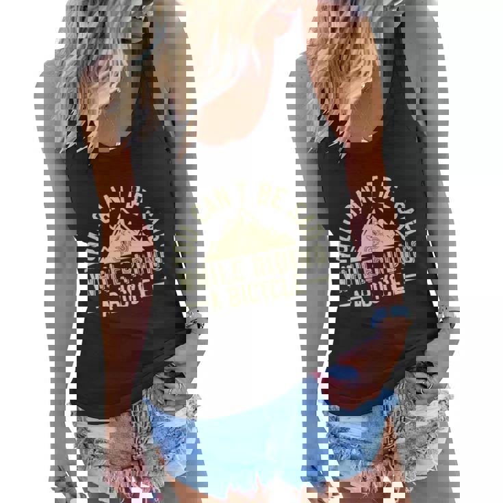 You Cant Be Sad While Riding A Bicycle Mtb Mountain Bike Quote Women Flowy Tank