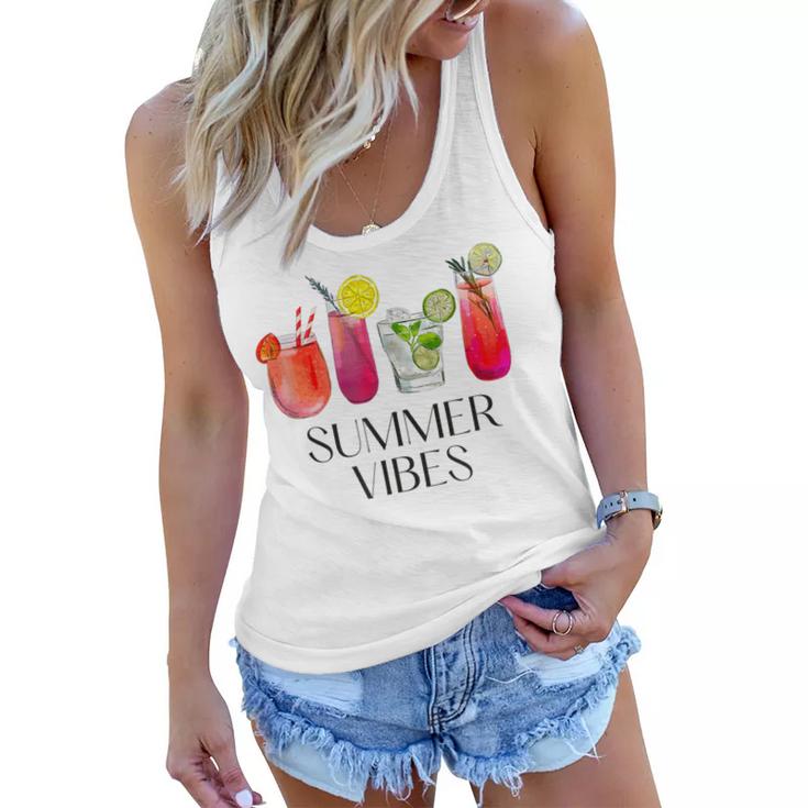 Summer Vibes Tropical Cocktail Drink Design For Beach Fun  Women Flowy Tank