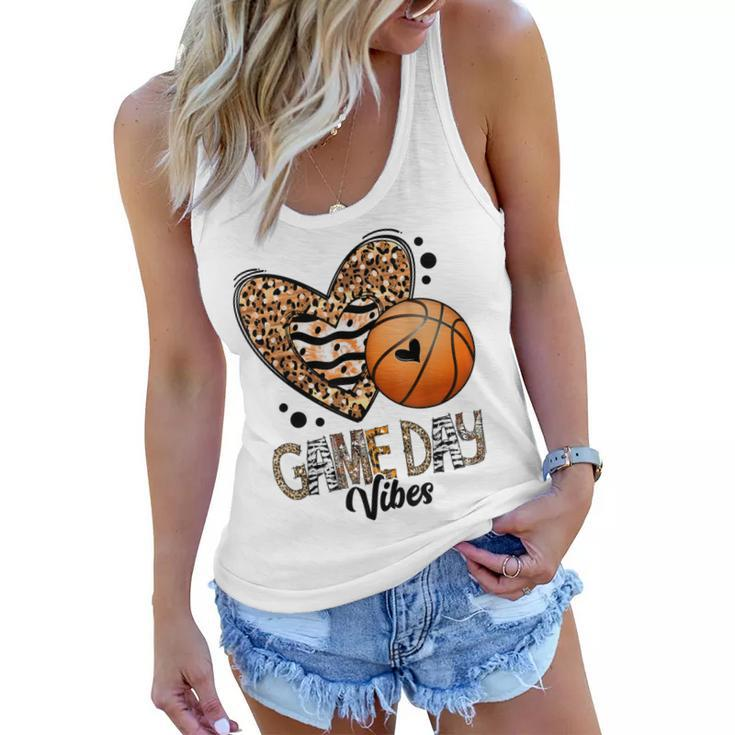 Bleached Basketball Game Day Vibes Basketball Mom Game Day  Women Flowy Tank
